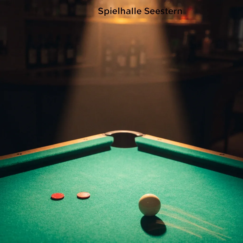Spieltisch aus der Vogelperspektive mit Kugel und Chips