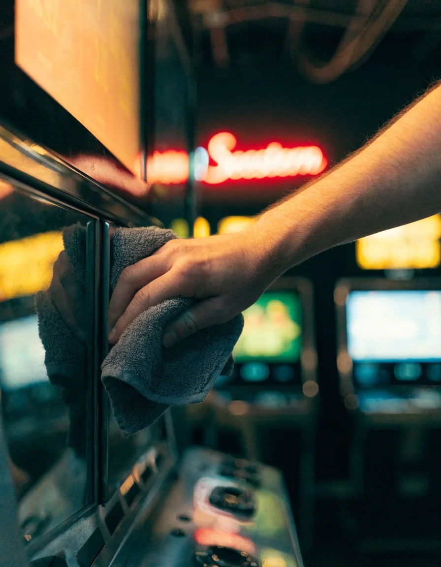 Detail der Spielgeräte im Seestern bei Nacht